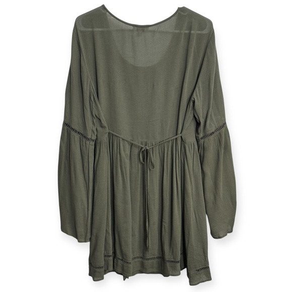 Olive Green Lace Detail Women's Dress - Picture 4 of 5